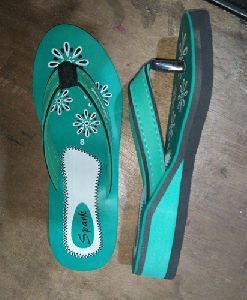 Spring Green Color Daily Wear Printed Ladies Slipper, 7+10 Size