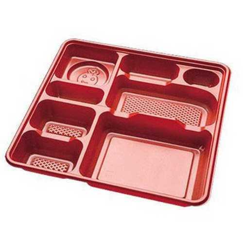 Disposable Food Packaging Tray - Rectangular & Square Shape, Plastic Material, Custom Size, Red Color