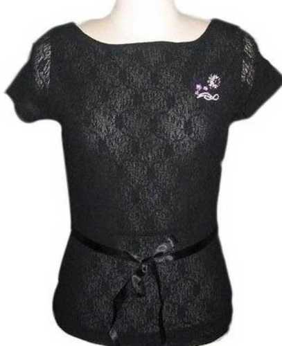 Black Half Sleeve Ladies Top