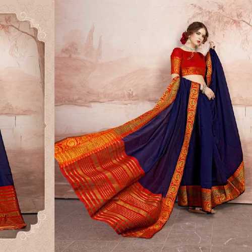 Navy Blue Party Wear Saree With Border