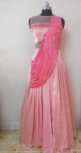gown in silk saree