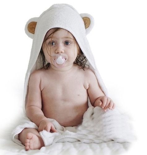 White Super Soft Organic Bamboo Fiber Hooded Baby Towel With Hooded