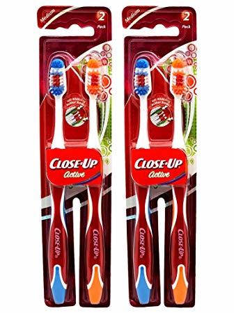 Close Up Toothbrush - Soft Rubber and Plastic Handle | Ergonomic Cushion Grip for Safe and Effective Teeth Cleaning