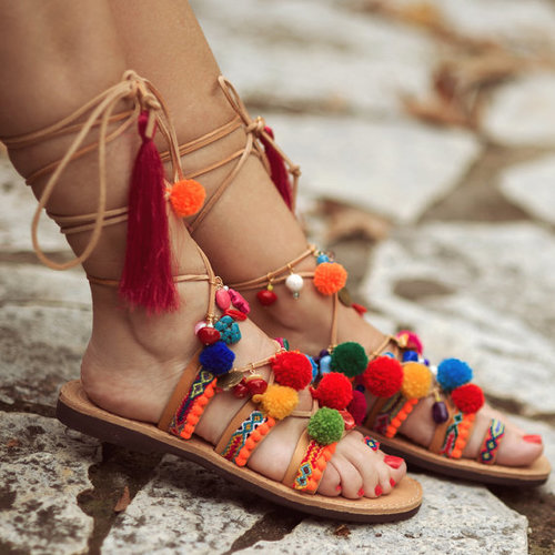 Buy Trary Braided Lace Up and Gladiator Flat Sandals for Women Online at  desertcartINDIA