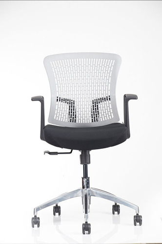 Customizable Black And White Medium Back Revolving Office Chair