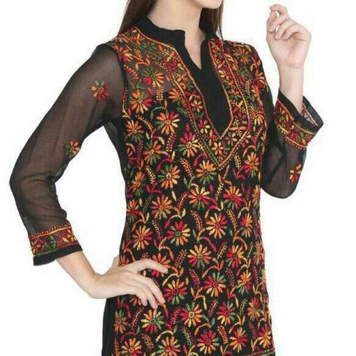 Ladies Chiffon Lucknowi Chikan Kurti