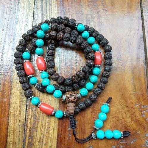 Rudraksha Mala With Torquise And Coral Gender: Male