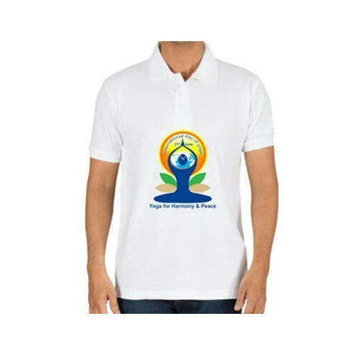 White Mens Printed Promotional T-Shirt