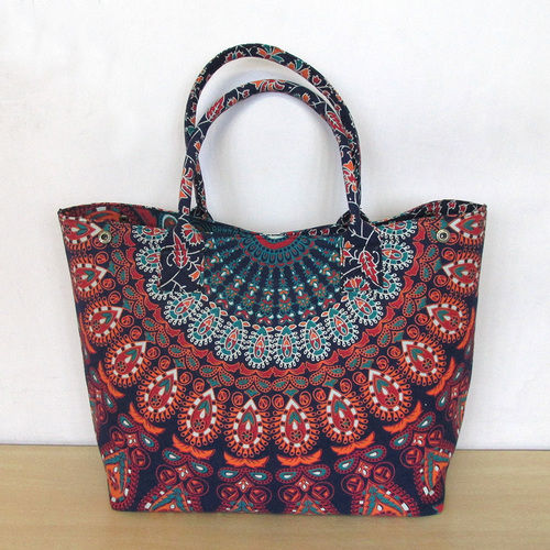 Cotton Fabric Multi Color Mandala Handbag For Women