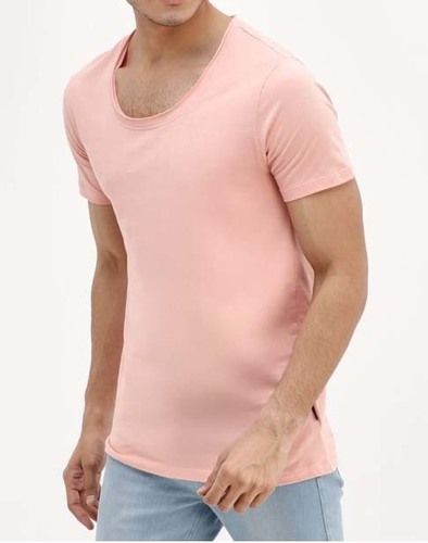 Pink Round Neck Mens T Shirt