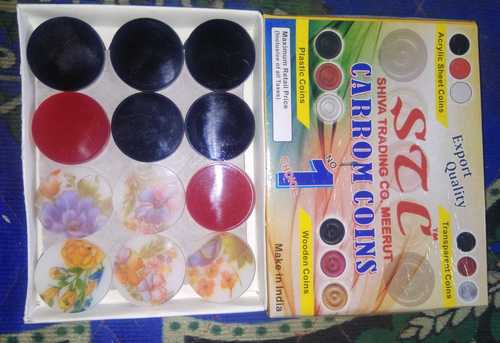 Multicolour Transparent Carom Board Coins 