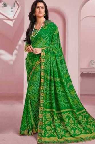 Green Georgette Bandhani Saree