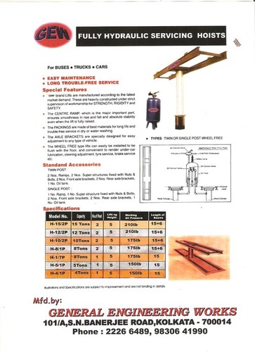 Fully Hydraulic Servicing Hoists