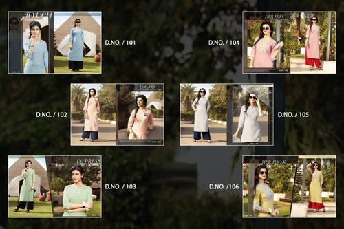 Ladies Kurti - Ruby Cotton, 46 Inches Length, Multicolored | Long Sleeve, Modern Style, Casual Daily Wear