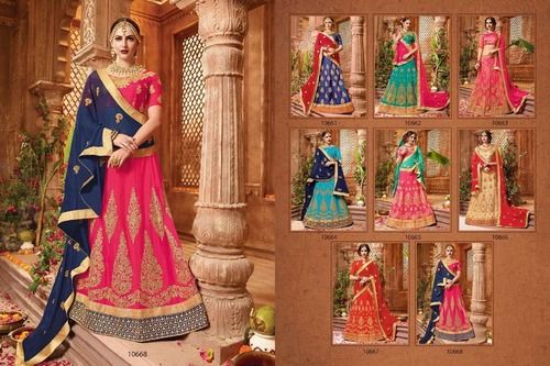 Multicolored Ladies Latest Silk Lehnga