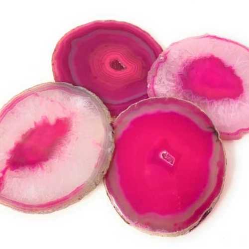 Premium Pink Agate Coasters Size: Vary