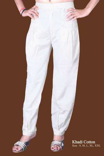 Buy Crezz N World Women's Cotton Khadi Hand Work Ankle Length Casual Trouser  Pants (Off-White) (36) at Amazon.in