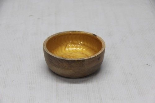 Wood Round Bowl In Enamel Finish