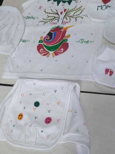 Cotton White Printed Baby Rumal