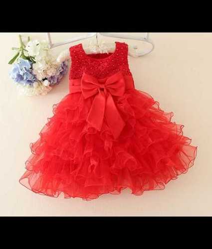 Fancy Red Baby Frock