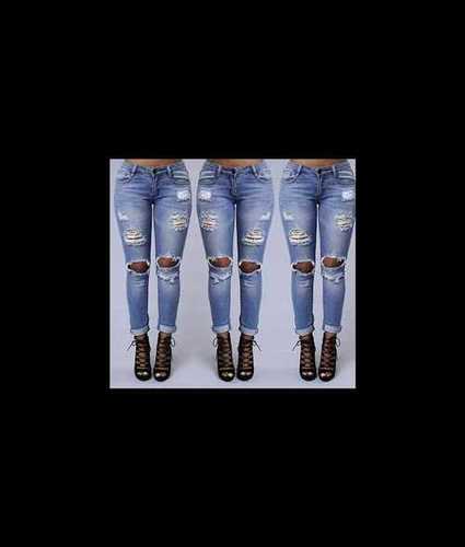 Breathable Ladies Denim Blue Jeans