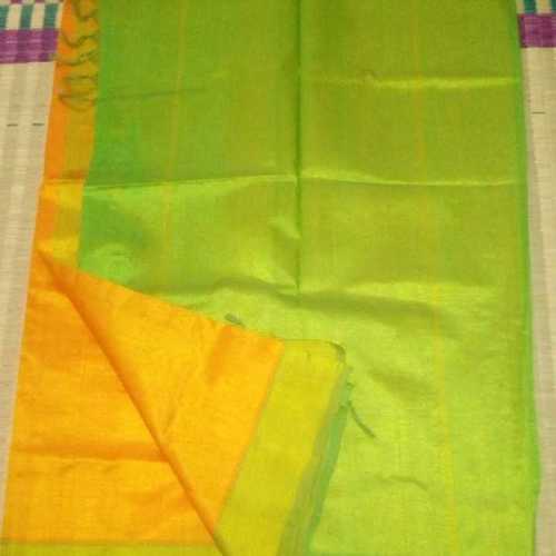 Plain Cotton Silk Saree With Contrast Pallu