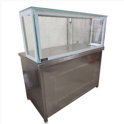 Silver Stainless Steel And Glass Body Commercial Food Counter