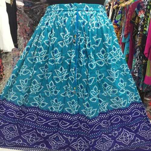 Blue Tye And Dye Skirt With Border