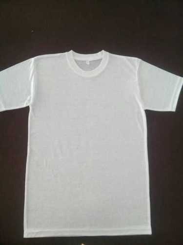 White Mens Round Neck Cotton T Shirt