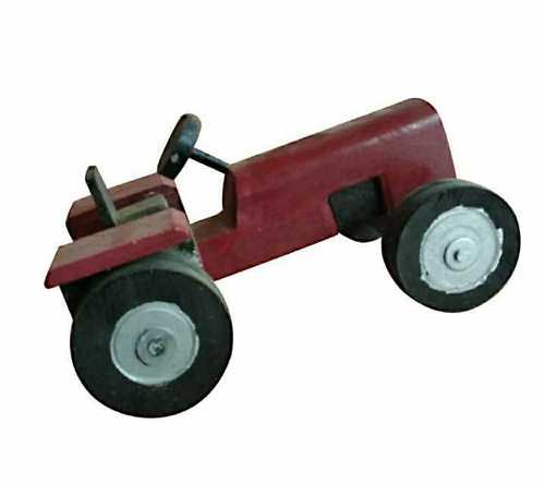 Painted Wooden Tractor With Trolley