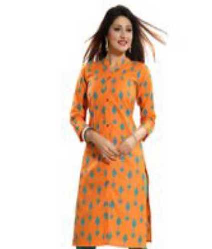 Peach Casual Wear Cotton Kurti