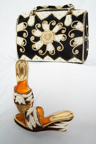 Black Embroidery Handbags & Sandal