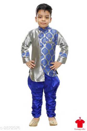 Various Colors Are Available Kids Art Silk Kurta Sets