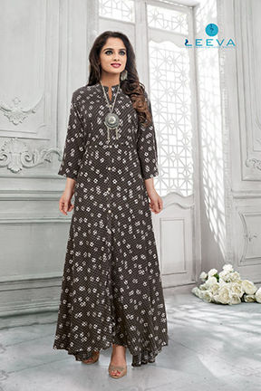 Black Heavy Rayon Fancy Designer Kurtis