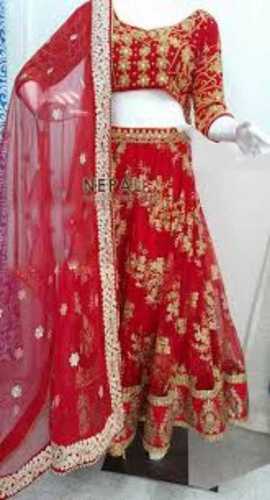 Red Perfectly Stitched Bridal Lehenga