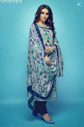 Slate Gray Radhika Azara 30 Pure Cambric Cotton Print Suit