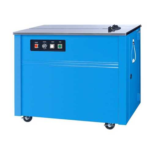 Blue And Grey Single Phase Automatic Strapping Machine With Hmi Control System