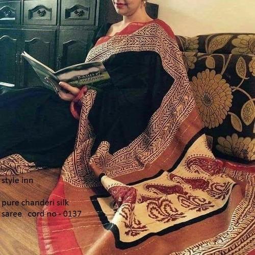 Chanderi Silk Printed Saree