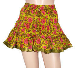 Mixed Cotton Mini Printed Skirt