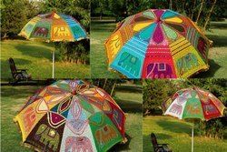 Indian Elephant Embroidered Sun Shade Garden Umbrella