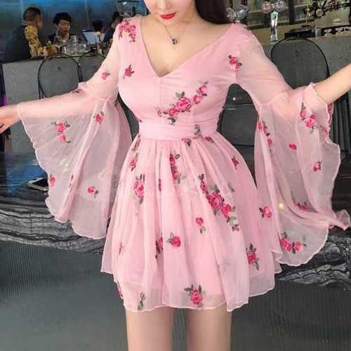 Light Pink Ladies Printed Short Dress at Best Price in Pali