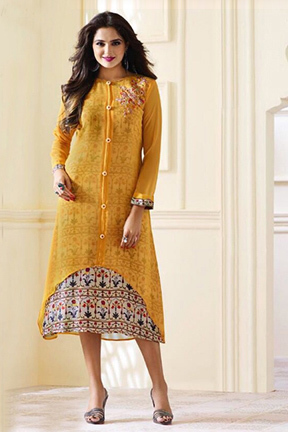 Lt Nitya Samaira Fancy Fabric Designer Long Kurti