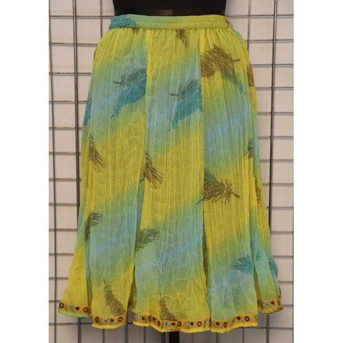 Printed 26 Inch Women Casual Chiffon Skirt