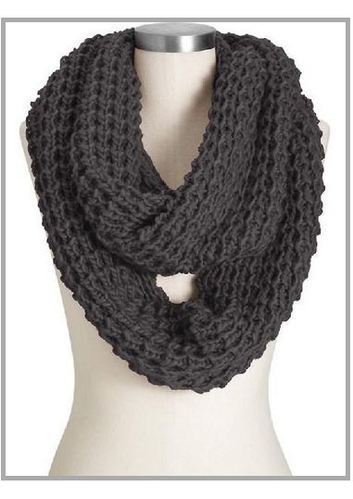 Dark Grey Ladies Infinity Wool Scarves