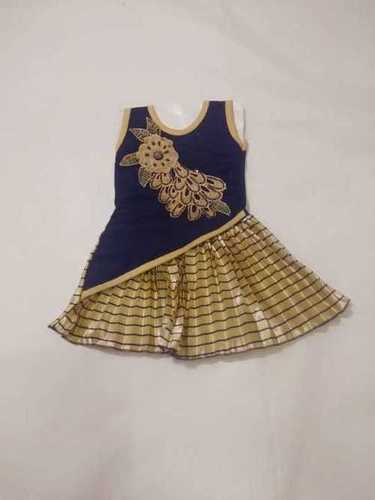 Blue-Golden Multicolor Baby Girl Frock
