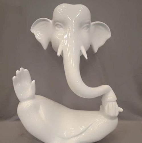 Rust Proof Plain White Ganesh Statue