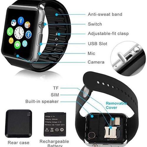 Black Shopqool A1 Bluetooth Smart Watch (Black)