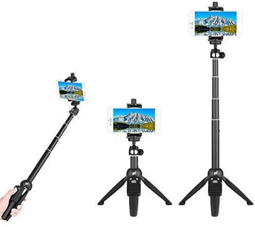 Black Wireless Bluetooth Remote Extendable Selfie Stick Tripod