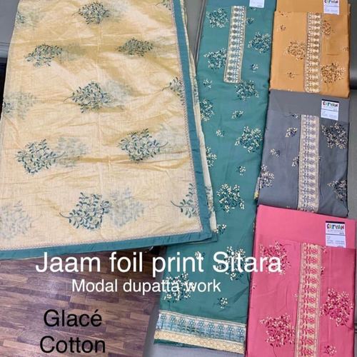 Jaam Foil Print Unstitched Suit