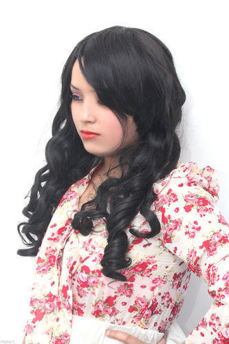 Women Synthetic Black Natural Wavy Curly Hair Wigs